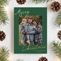 Elegant Merry Christmas Script Grön Foto