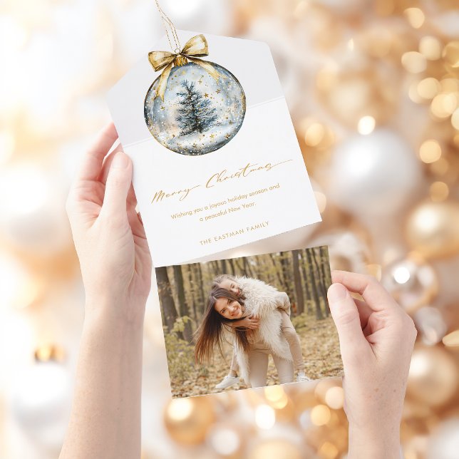 Elegant Merry Christmas Script Guld Ornament (Skapare uppladdad)