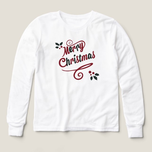 Elegant Merry Christmas Script Hoodie T Shirt (Design framsida)
