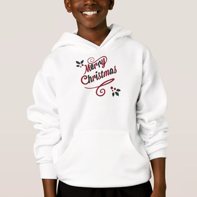 Elegant Merry Christmas Script Hoodie T Shirt (Framsida)