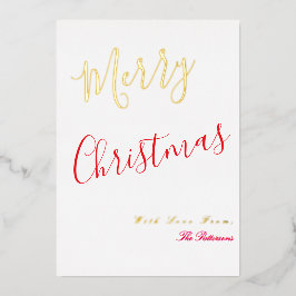 Elegant Merry Christmas Script Red with gold 
