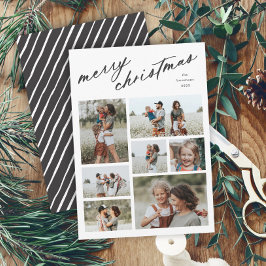 Elegant Merry Christmas Script Typografi 7 Foto  Julkort