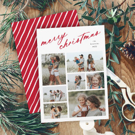 Elegant Merry Christmas Script Typografi 7 Foto  Julkort