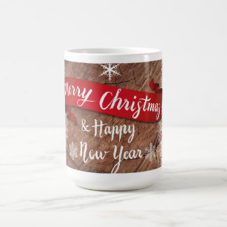 Elegant Merry Christmas Script White Snowflakes Kaffemugg