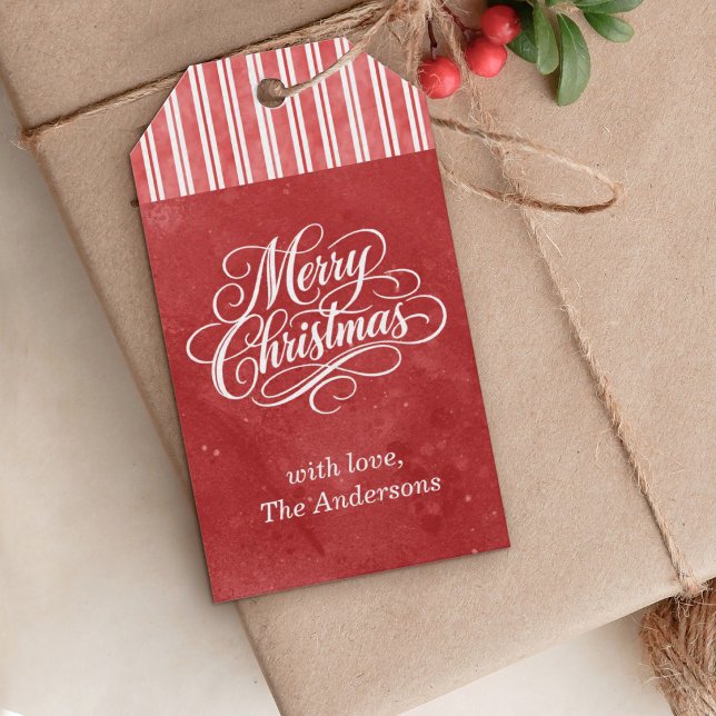 Elegant Merry Christmas-skrift Presentetikett (An elegant Merry Christmas Script gift tag gives your holiday gift wrap an exquisite finishing touch)