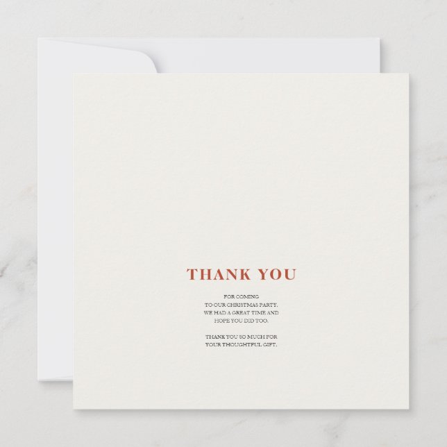 Elegant Merry Christmas Thank You Card Tack Kort (Baksida)