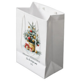 Elegant Merry Christmas Tree Gift Bag