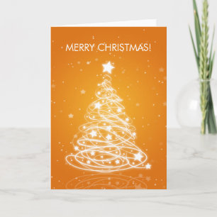 Elegant Merry Christmas Tree MOD Orange Helgkort