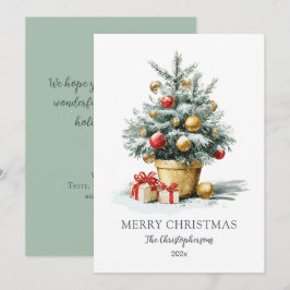 Elegant Merry Christmas Tree Non Photo Card Julkort