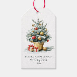Elegant Merry Christmas Tree Presentetikett