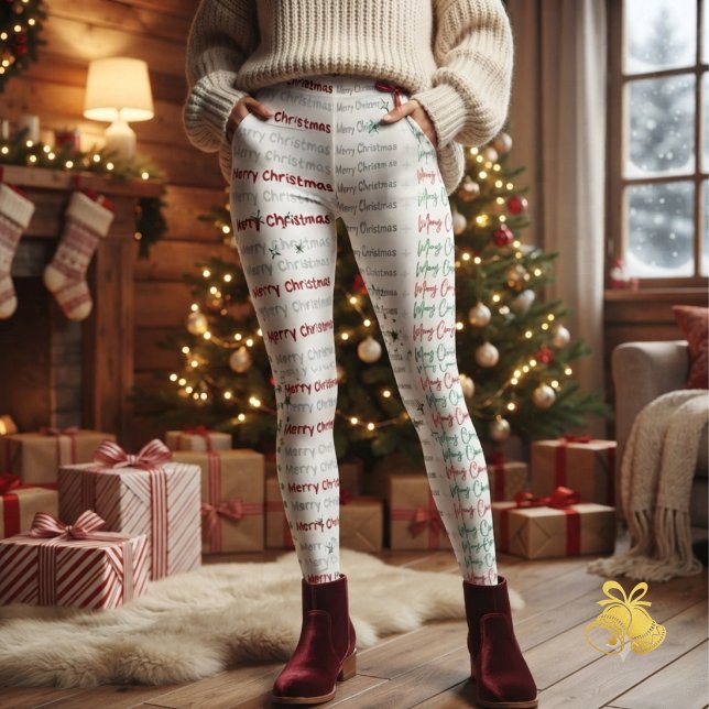 Elegant Merry Christmas Typography  Leggings (Skapare uppladdad)