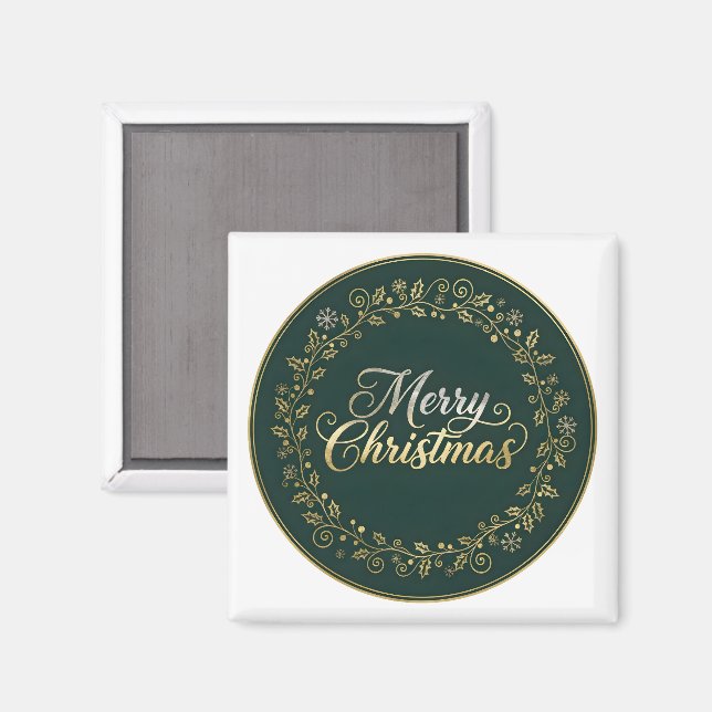 Elegant Merry Christmas Wreath Magnet (Front/Back)