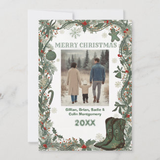 Elegant Merry Christmass Holiday Photo Card Julkort