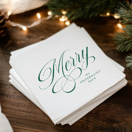 Elegant Merry Grönt Calligraphy-skript jul Pappersservett