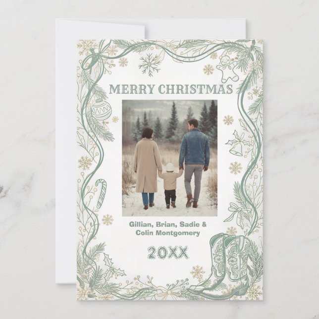 Elegant Merry Holiday Photo Card Julkort (Framsida)