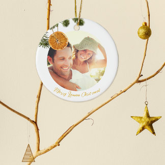 Elegant Merry Lemon jul Citrus Modern Photo Julgransprydnad Keramik