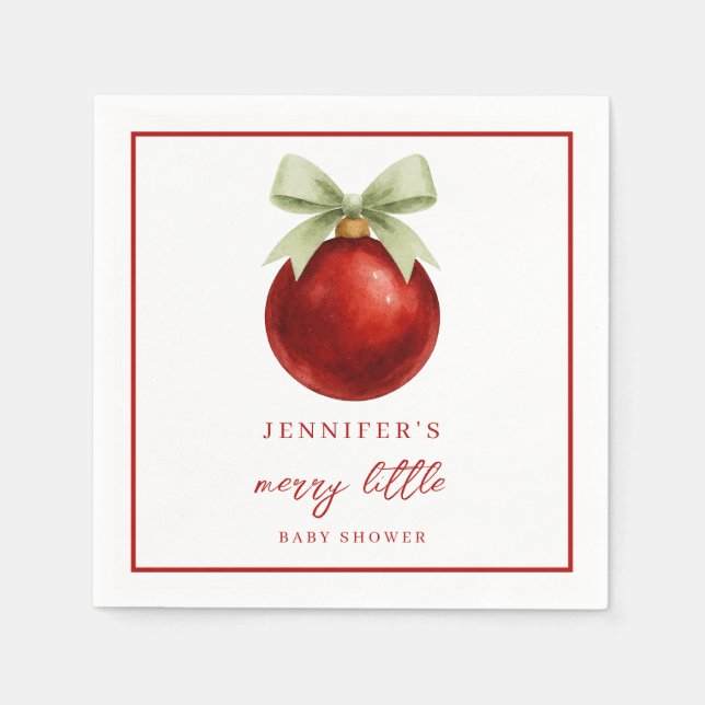 Elegant Merry Little Christmas Baby Shower Pappersservett (Framsidan)