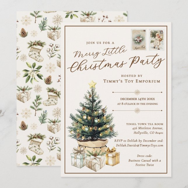 Elegant Merry Little Corporate jul Party Inbjudningar (Fram/baksida)
