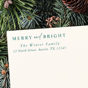 Elegant Merry och Bright Jul Returadress Stämpel