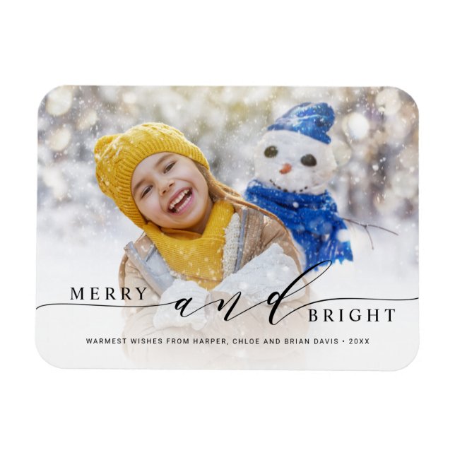 Elegant Merry och Bright Photo Helgdag Magnet (Horisontell)