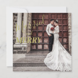Elegant Merry och Married Photo Bröllop Tack Kort
