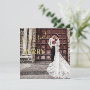 Elegant Merry och Married Photo Bröllop Tack Kort