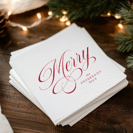 Elegant Merry Red Calligraphy-skript jul Pappersservett