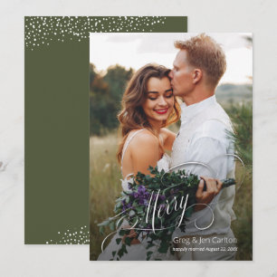Elegant Merry Script-julfoto Julkort