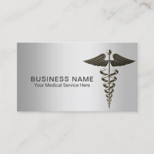 Elegant metall för medicinsk silverCaduceus Visitkort