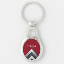 Elegant Metall Mönster Ovalt Silverfärgad Nyckelring