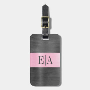 Elegant Metall-skript, Rosa Monogram Bagagebricka
