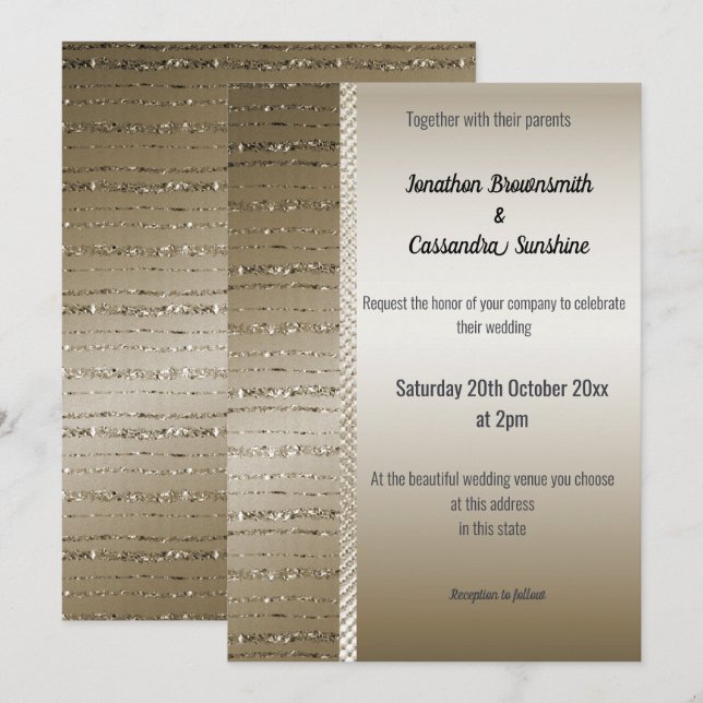 ELEGANT METALLIC BRONZE MÖNSTER WEDDING INVICATION INBJUDNINGAR (Fram/baksida)