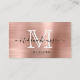 Elegant Metallic Brushed Ro Guld Monogram Visitkort