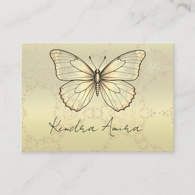 Elegant Metallic Classic Butterfly Business Card Visitkort (Framsida)
