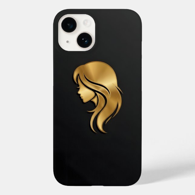 Elegant Metallic Gold Silhouette Profile Girl iPho (Baksida)