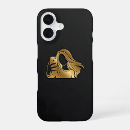 Elegant Metallic Gold Silhouette Selfie Girl