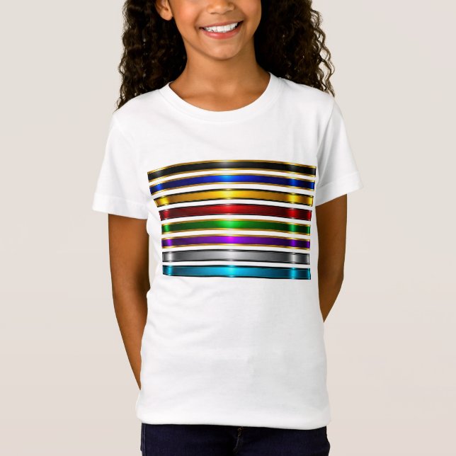 Elegant Metallic Gradient Stripes Design T Shirt (Framsida)
