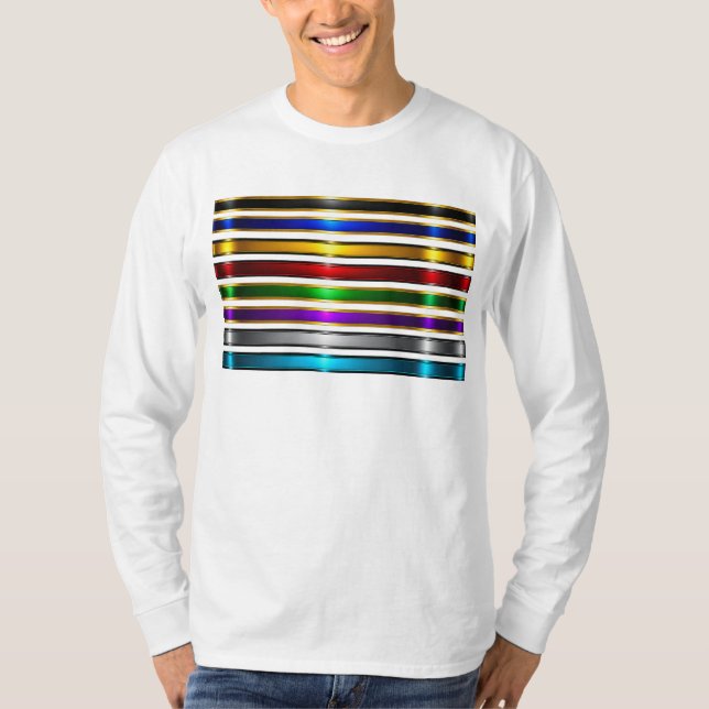 Elegant Metallic Gradient Stripes Design T Shirt (Framsida)
