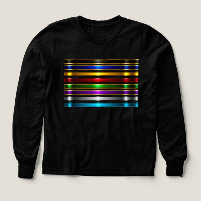 Elegant Metallic Gradient Stripes Design T Shirt (Design framsida)