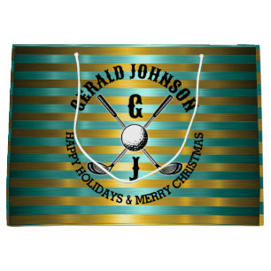 Elegant Metallic Grönt-Guld Golf Monogram