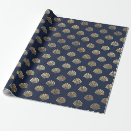 Elegant Metallic Guld and Blue under Sea Snäcka Presentpapper