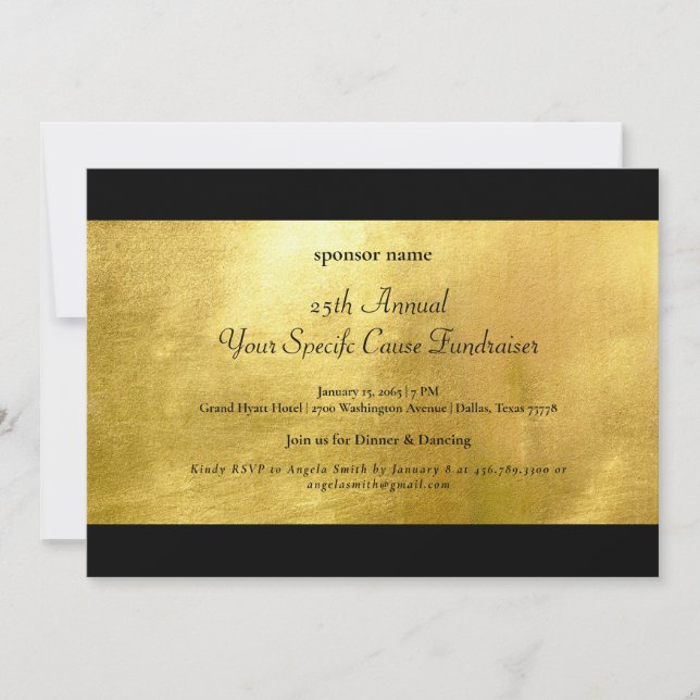 Elegant Metallic Guld & Black Fundraiser Inbjudningar (Framsida)