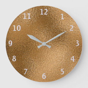 Elegant Metallic Guld Bronze Decorative Stor Klocka