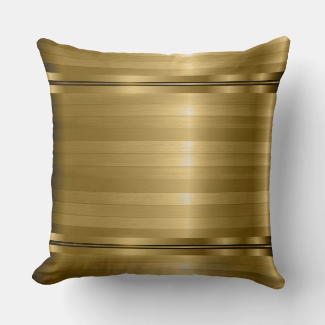 Elegant Metallic Guld Rand Kudde (Framsida)