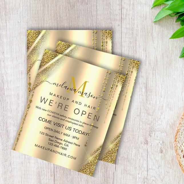 Elegant Metallic Guld Sparkly Glitter Beauty Flygblad (Skapare uppladdad)