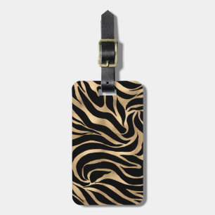 Elegant Metallic Guld Zebra Black Animal Print Bagagebricka