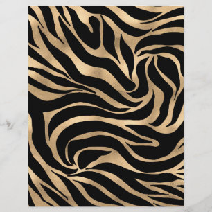 Elegant Metallic Guld Zebra Black Animal Print Brevhuvud