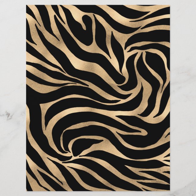 Elegant Metallic Guld Zebra Black Animal Print Brevhuvud (Framsida)