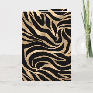 Elegant Metallic Guld Zebra Black Animal Print Helgkort
