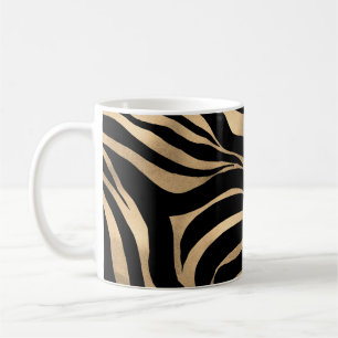 Elegant Metallic Guld Zebra Black Animal Print Kaffemugg